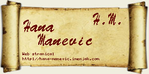 Hana Manević vizit kartica